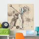 Golf Player - An hand drawn and painted illustration Wall Decal
