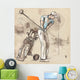 Golf Player - An hand drawn and painted illustration Wall Decal