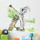 Golf Player - An hand drawn and painted illustration Wall Decal
