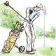 Golf Player - An hand drawn and painted illustration Wall Decal
