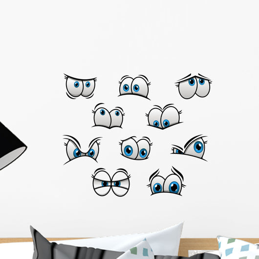 Big blue eyes in cartoon or comic style Wall Decal
