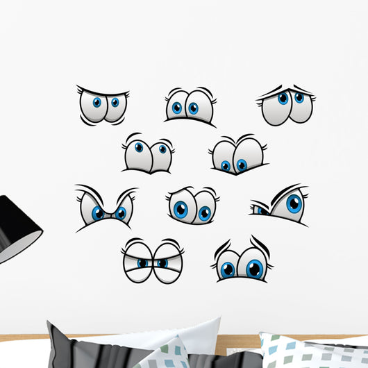 Big blue eyes in cartoon or comic style Wall Decal