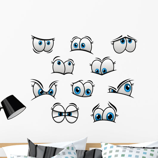 Big blue eyes in cartoon or comic style Wall Decal