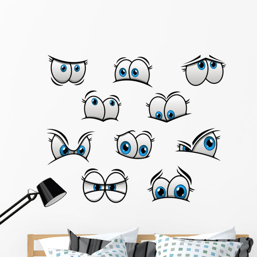 Big blue eyes in cartoon or comic style Wall Decal