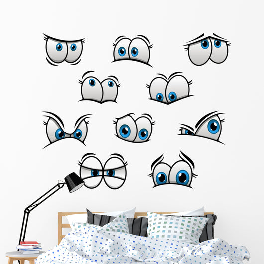 Big blue eyes in cartoon or comic style Wall Decal