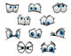Big blue eyes in cartoon or comic style Wall Decal