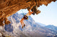 Young female rock climber on overhanging cliff Wall Decal
