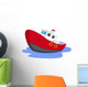 Cartoon Boat with Water Wall Decal