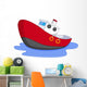 Cartoon Boat with Water Wall Decal