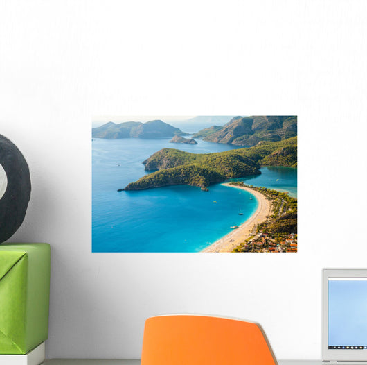 Oludeniz lagoon in sea landscape view of beach Wall Decal