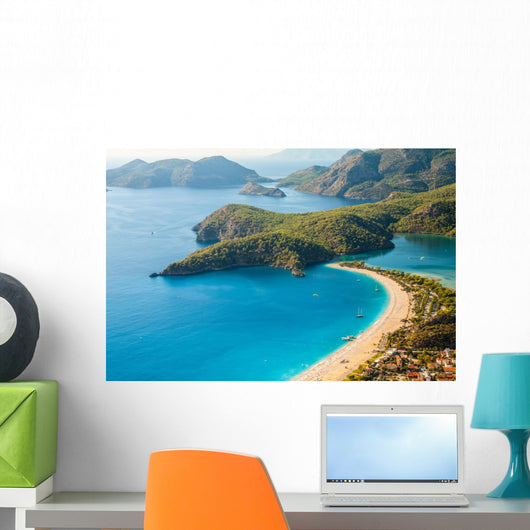 Oludeniz lagoon in sea landscape view of beach Wall Decal