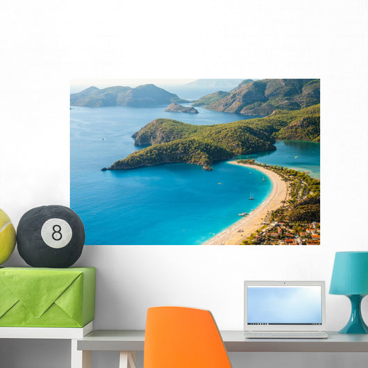 Oludeniz lagoon in sea landscape view of beach Wall Decal