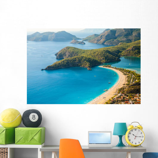 Oludeniz lagoon in sea landscape view of beach Wall Decal