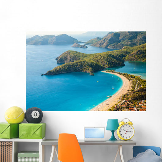 Oludeniz lagoon in sea landscape view of beach Wall Decal