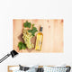 White wine bottle and bunch of white grapes Wall Decal