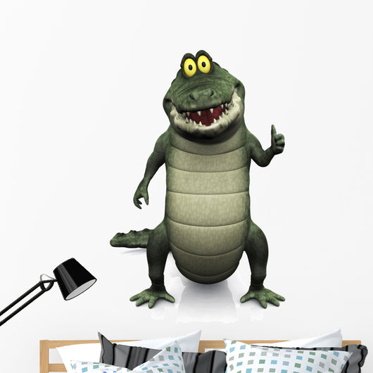Cartoon crocodile doing a thumbs up. Wall Decal