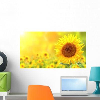 Sunflowers Wall Decal shown on a wall