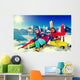 Skiing, winter, snow - family enjoying winter vacation Wall Decal