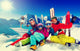 Skiing, winter, snow - family enjoying winter vacation Wall Decal