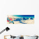 family enjoying skiing Wall Decal