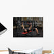 young man doing bench press workout in gym Wall Decal