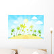 tropical island with palm tree ocean summer vacation vector Wall Decal