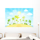 tropical island with palm tree ocean summer vacation vector Wall Decal