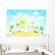 tropical island with palm tree ocean summer vacation vector Wall Decal
