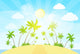 tropical island with palm tree ocean summer vacation vector Wall Decal