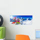 Ski, winter, snow - family enjoying winter vacation Wall Decal