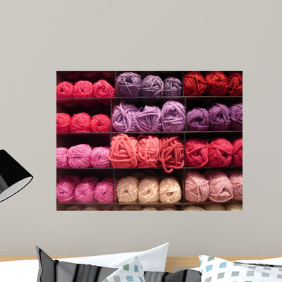 Lavender Pink Yarn Wall Decal shown on a wall