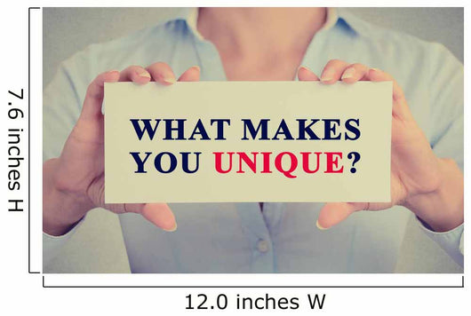 businesswoman hands holding sign message what Makes You Unique? Wall Decal