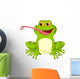 Happy frog cartoon catching fly Wall Decal