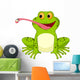 Happy frog cartoon catching fly Wall Decal