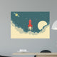 Retro Rocket Spaceship Wall Decal