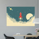 Retro Rocket Spaceship Wall Decal