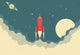 Retro Rocket Spaceship Wall Decal