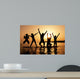 Silhouette Of Kids Jumping On The Beach Wall Decal