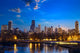 Chicago skyline at dusk, IL, United States Wall Decal