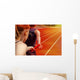 Relay race handing over female male Wall Decal