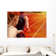 Relay race handing over female male Wall Decal