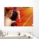 Relay race handing over female male Wall Decal