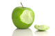 Green apple with bite taken out, on white Wall Decal