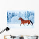 Chestnut horse run gallop in winter Wall Decal