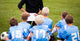 Soccer football coach tactic strategy speech. kids listening. Wall Decal