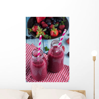 Homemade Berries Smoothie Wall Decal shown on a wall