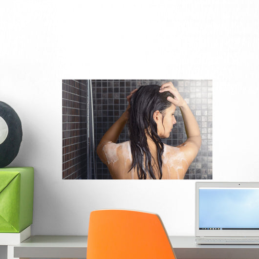 Female Shampoo Hair Wall Decal