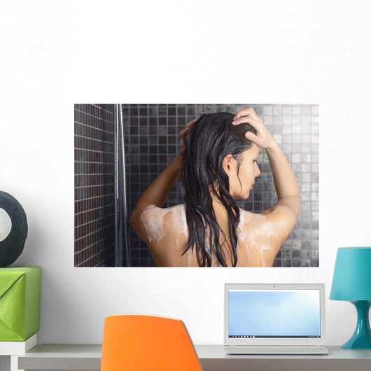 Female Shampoo Hair Wall Decal