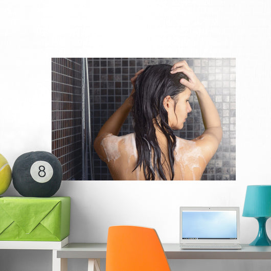Female Shampoo Hair Wall Decal