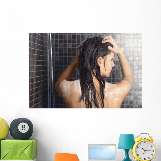 Female Shampoo Hair Wall Decal